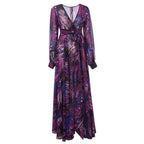 Damen Maxi-Kleid mit floralem Print und voluminösen Ärmeln R&B