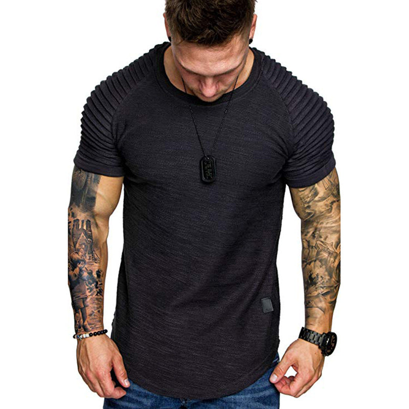 Herren modisches T-Shirt mit strukturierten Ärmeln R&B