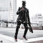 Herren lässige Skinny Jeans mit auffälligem Used-Effekt und trendigem Streifen R&B