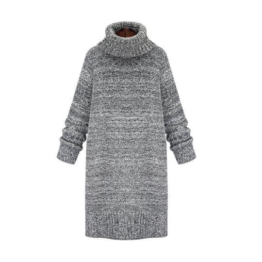 Damen Strickkleid mit hohem Kragen und lässigem Schnitt R&B
