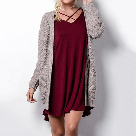 Damen Strickcardigan mit gemütlicher Oversized-Passform und Taschen R&B