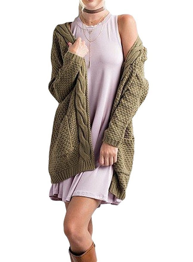 Damen Grober Strickcardigan mit offener Front und praktischen Taschen R&B