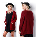 Damen Grober Strickcardigan mit offener Front und praktischen Taschen