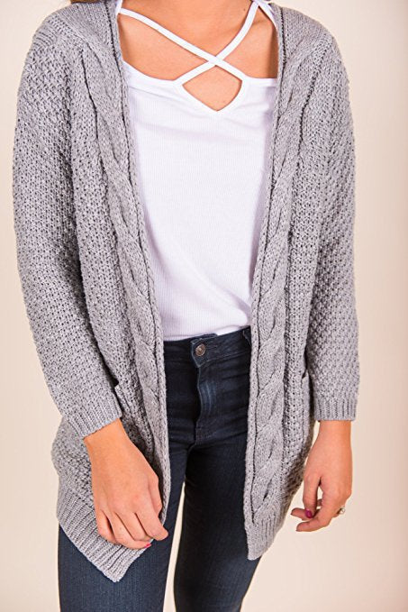 Damen Grober Strickcardigan mit offener Front und praktischen Taschen R&B