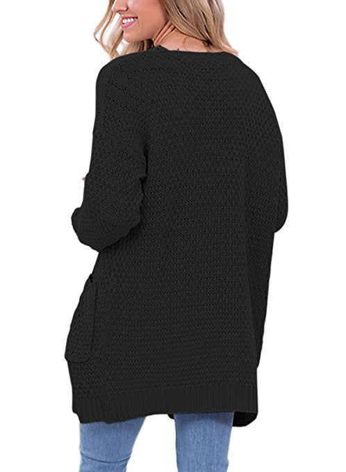 Damen Luftiger Strickcardigan mit offenen Taschen und lässigem Schnitt