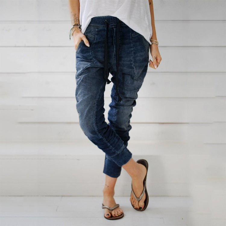 Damen Cargohose im lässigen Denim-Style mit Gummizug R&B