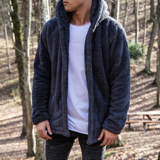 Herren Kuschelige Fleecejacke mit Kapuze R&B