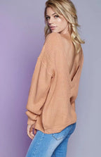 Damen Strickpullover mit tiefem V-Ausschnitt und lässiger Passform