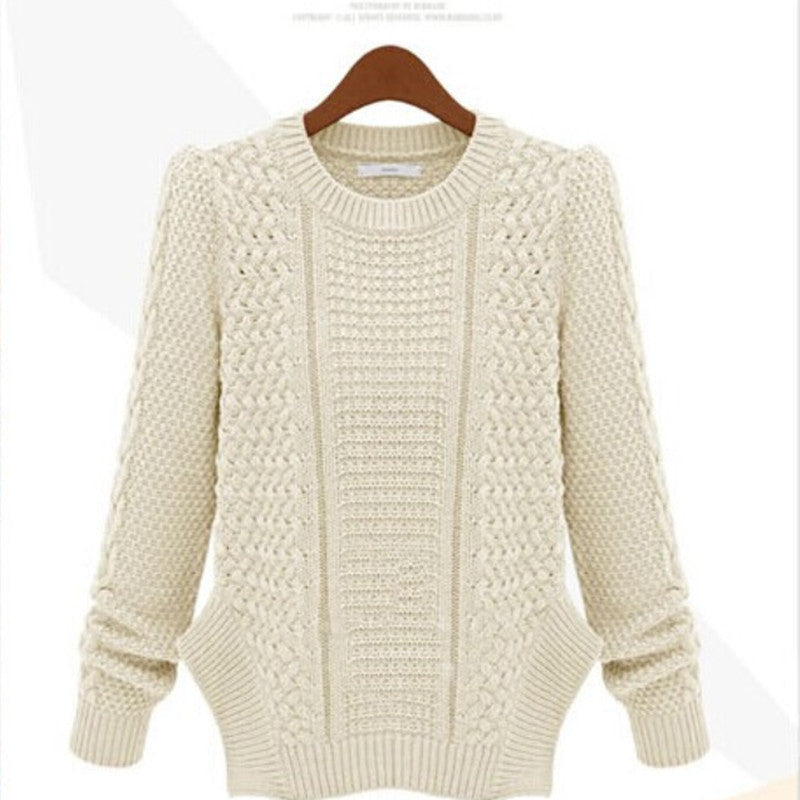 Damen Strickpullover mit strukturierter Oberfläche und seitlichen Taschen