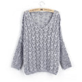Damen Strickpullover mit V-Ausschnitt und luftiger Lochstruktur