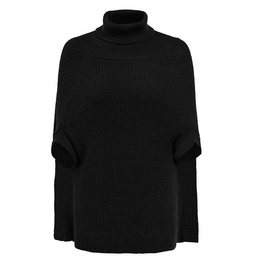 Damen Strickpullover mit hohem Kragen und asymmetrischem Schnitt R&B