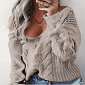 Damen Grobstrickpullover mit offener Schulter und strukturierter Optik