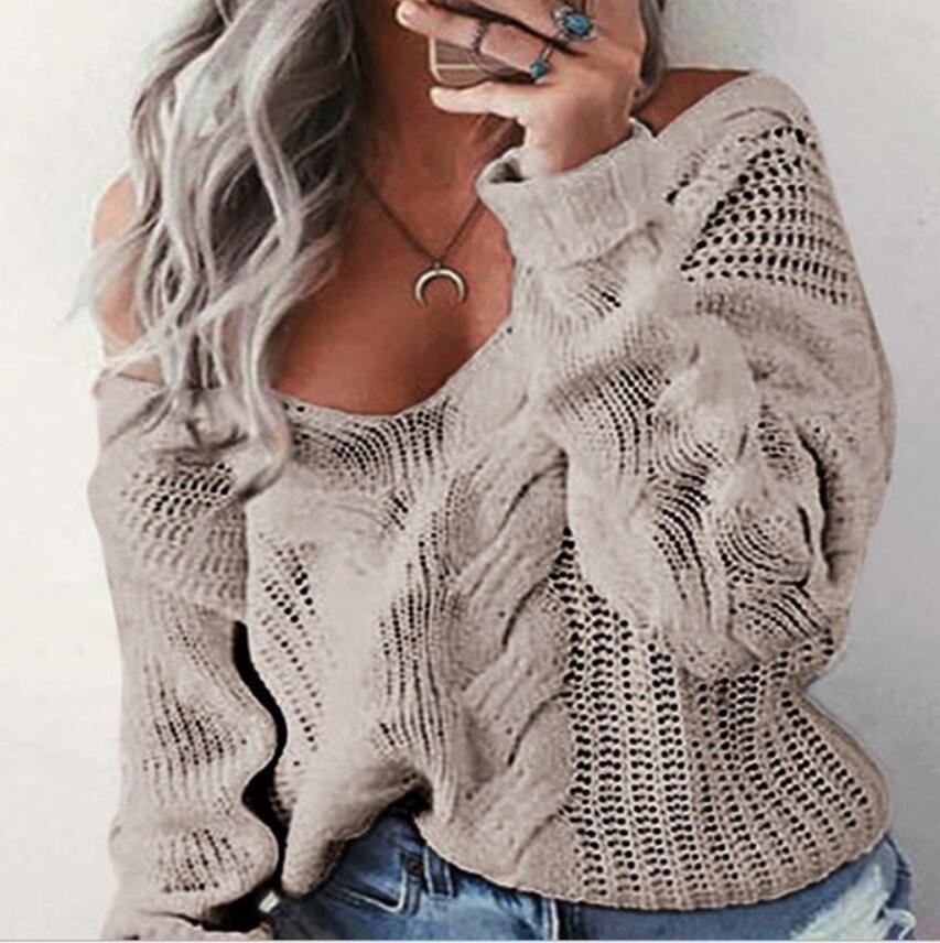 Damen Grobstrickpullover mit offener Schulter und strukturierter Optik