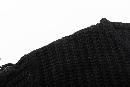 Damen trendiger Strickpullover mit ausgefallenen Fransenärmeln R&B
