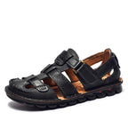 Herren Bequeme Ledersandalen mit verstellbarem Riemen und rutschfester Sohle R&B