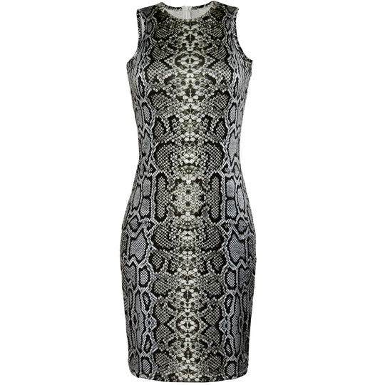 Damen Sexy Figurformendes Minikleid im Schlangenleder-Look R&B