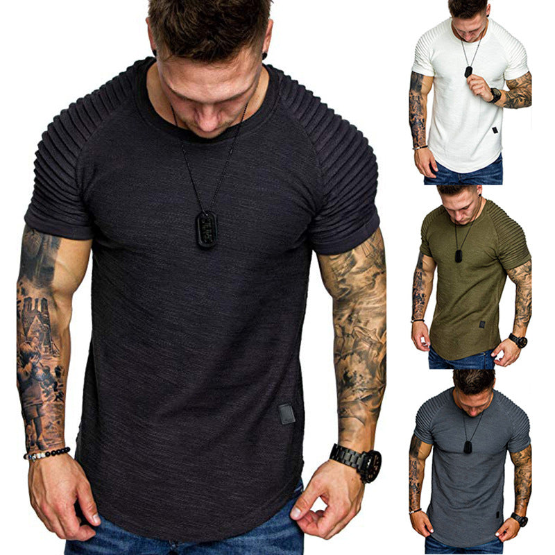 Herren modisches T-Shirt mit strukturierten Ärmeln