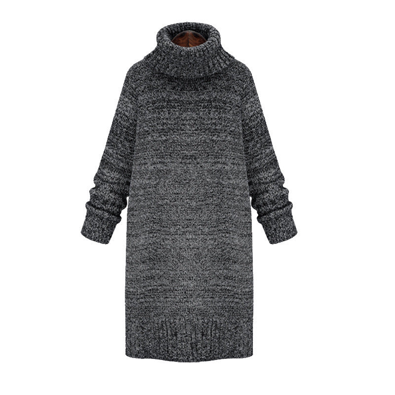 Damen Strickkleid mit hohem Kragen und lässigem Schnitt R&B