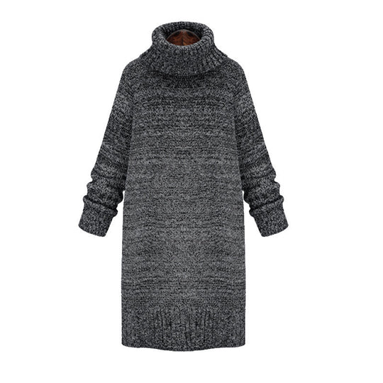 Damen Strickkleid mit hohem Kragen und lässigem Schnitt R&B