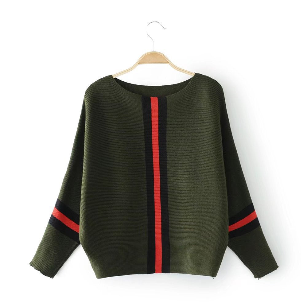 Damen lässiger Strickpullover mit modernen Streifen und weitem Schnitt