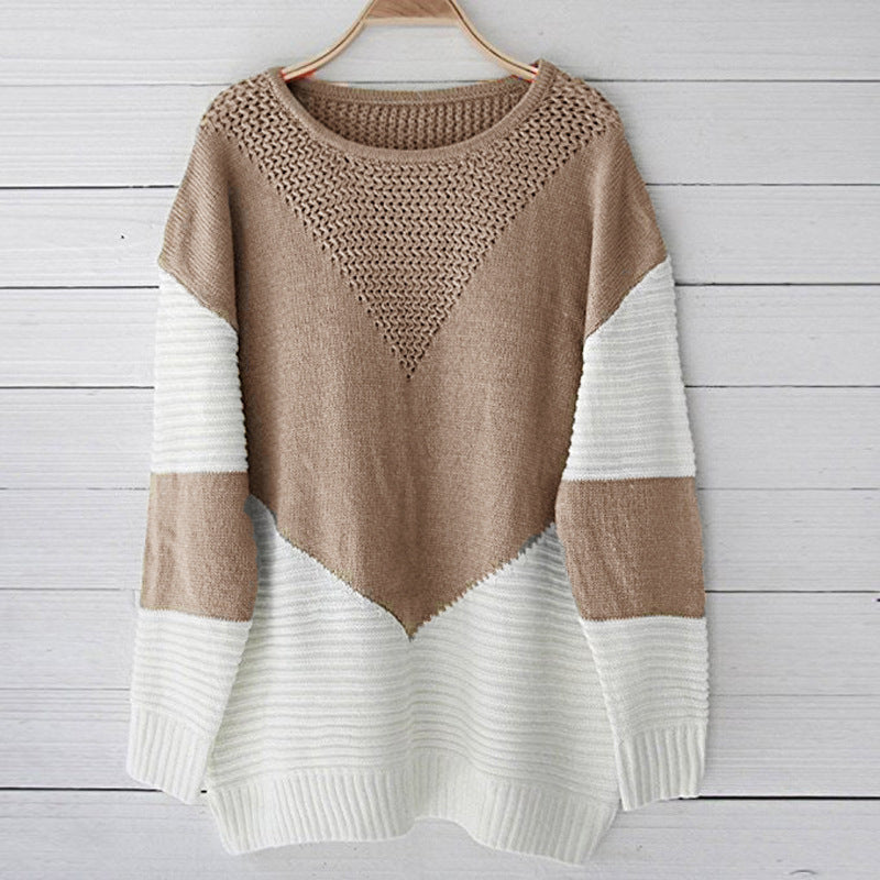 Damen modischer Strickpullover mit geometrischem Muster und strukturiertem Gewebe R&B
