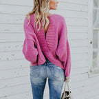 Damen Strickpullover mit tiefem V-Ausschnitt und weitem Schnitt