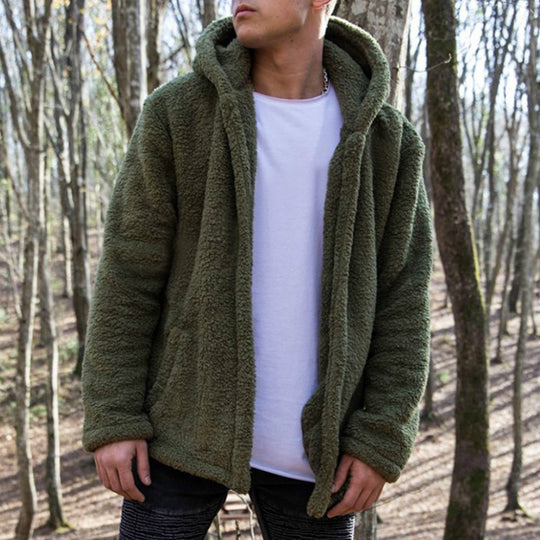 Herren Kuschelige Fleecejacke mit Kapuze R&B