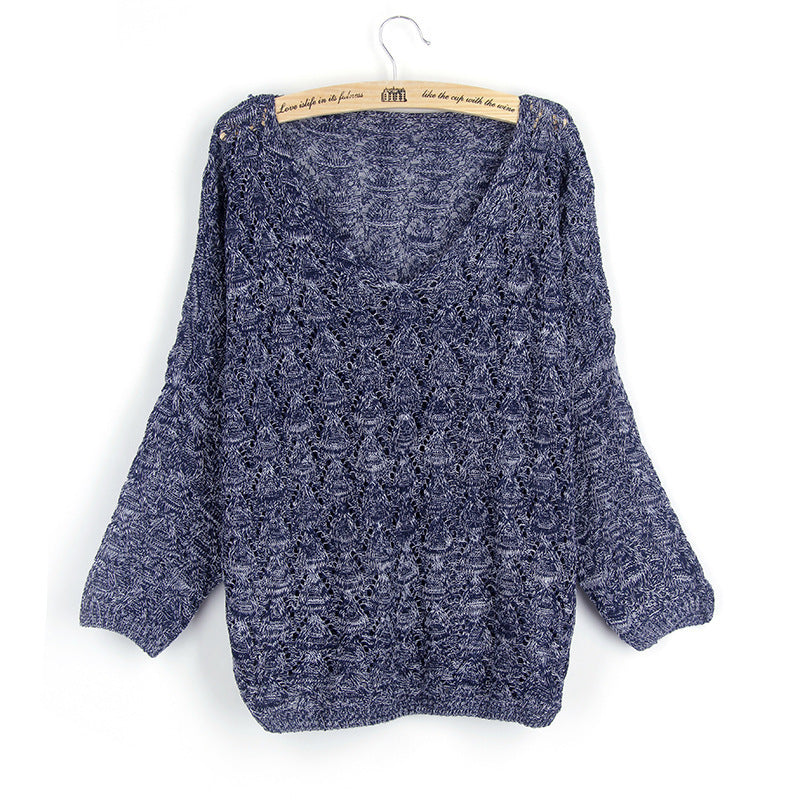 Damen Strickpullover mit dekorativem Lochmuster und weit geschnittenen Ärmeln