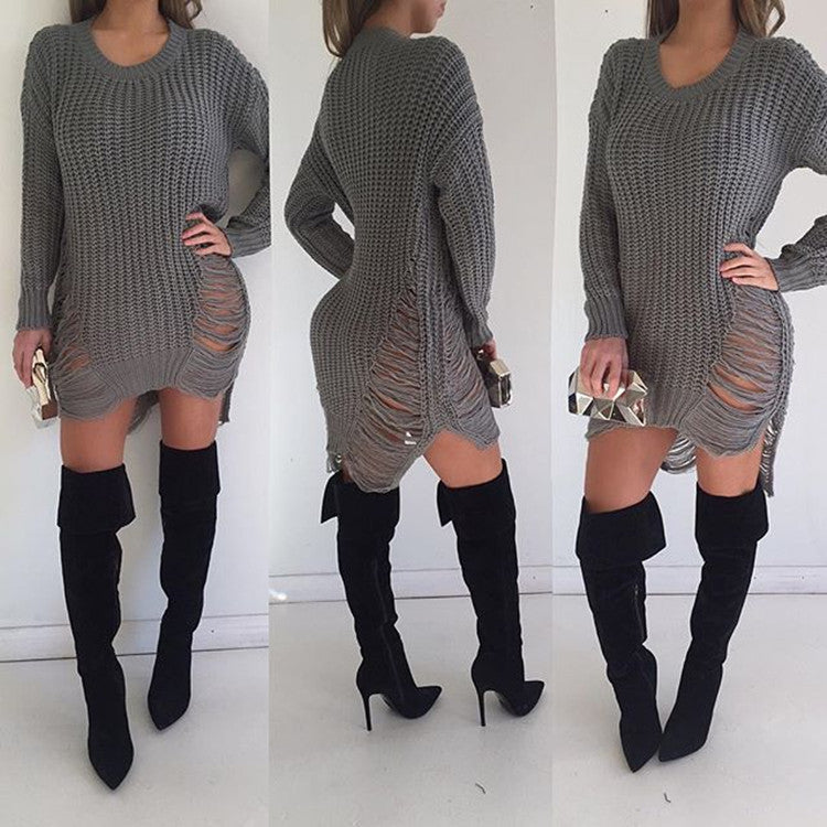 Damen Strickkleid mit seitlichen Cut-Outs und lässigem Design