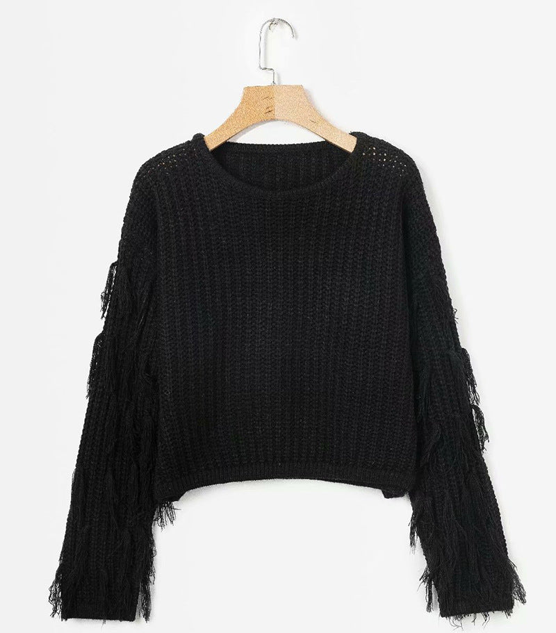 Damen Pullover mit Fransendetails R&B