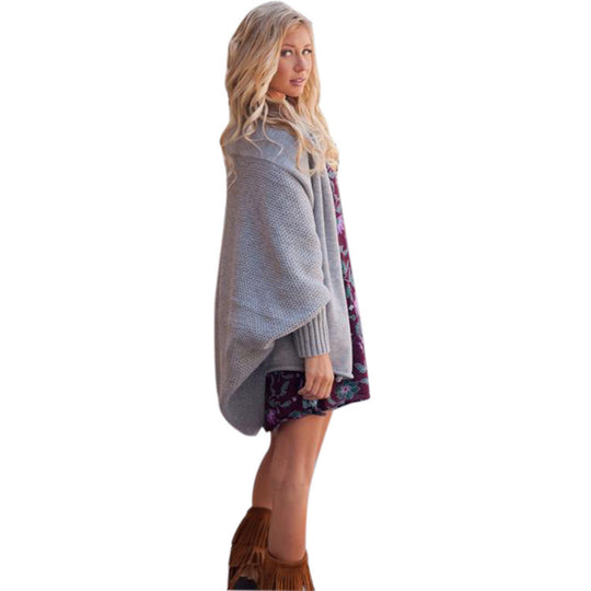 Damen kuschelige Strickjacke mit Kapuze und offenen Seiten R&B