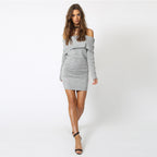 Damen Strickkleid mit Off-Shoulder Design und dekorativem Kordelzug