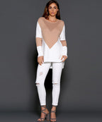 Damen modischer Strickpullover mit kreativem geometrischem Muster