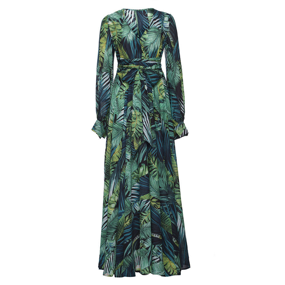 Damen Maxi-Kleid mit floralem Print und voluminösen Ärmeln R&B