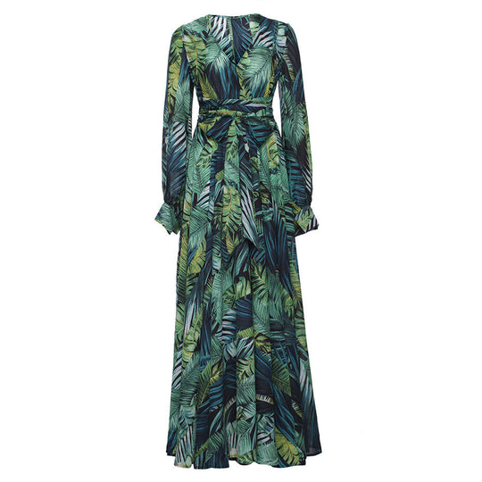 Damen Maxi-Kleid mit floralem Print und voluminösen Ärmeln R&B