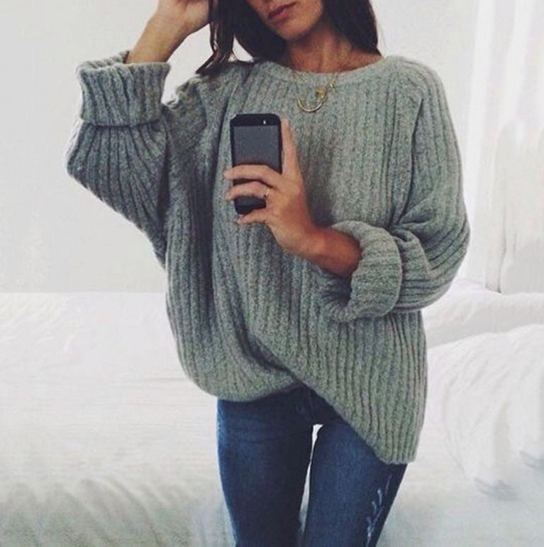 Damen Grob gestrickter Pullover mit oversized Schnitt und strukturiertem Muster