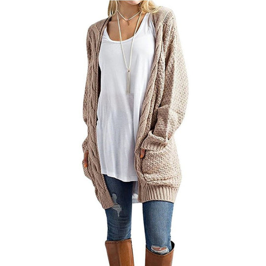Damen Strickcardigan mit gemütlicher Oversized-Passform und Taschen R&B