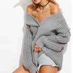 Damen Grobstrickpullover mit offenem Schnitt und stylishen Ärmeln
