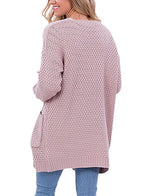 Damen Grober Strickcardigan mit offener Front und praktischen Taschen
