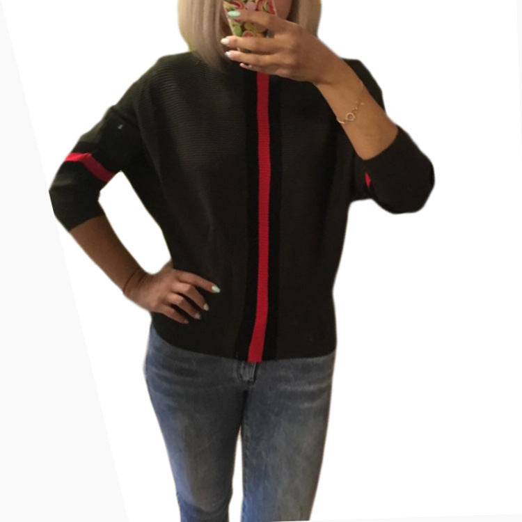 Damen lässiger Strickpullover mit modernen Streifen und weitem Schnitt R&B