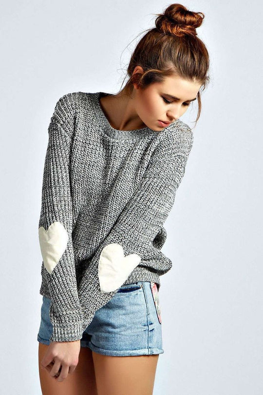 Damen Pullover mit Herz-Applikationen und strukturiertem Strick R&B