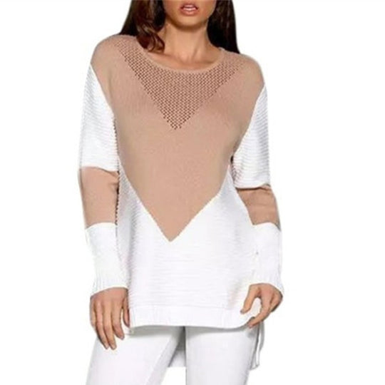 Damen modischer Strickpullover mit geometrischem Muster und strukturiertem Gewebe R&B