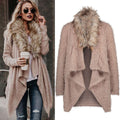 Damen Strickjacke mit kuscheligem Kragen und asymmetrischem Schnitt