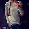 Damen Strickpullover mit innovativem Cut-Out-Design und glitzernden Details