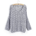 Damen Strickpullover mit dekorativem Lochmuster und weit geschnittenen Ärmeln