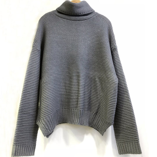Damen Oversized Strickpullover mit hohem Kragen R&B
