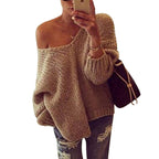 Damen Off-Shoulder Strickpullover mit lockerer Passform