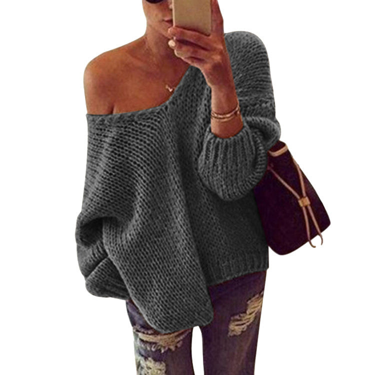 Damen Off-Shoulder Strickpullover mit lockerer Passform R&B