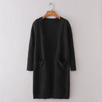 Damen Lange Strickjacke mit tiefen Taschen und offenem Schnitt