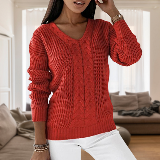 R&B | Modischer Strickpullover mit V-Ausschnitt